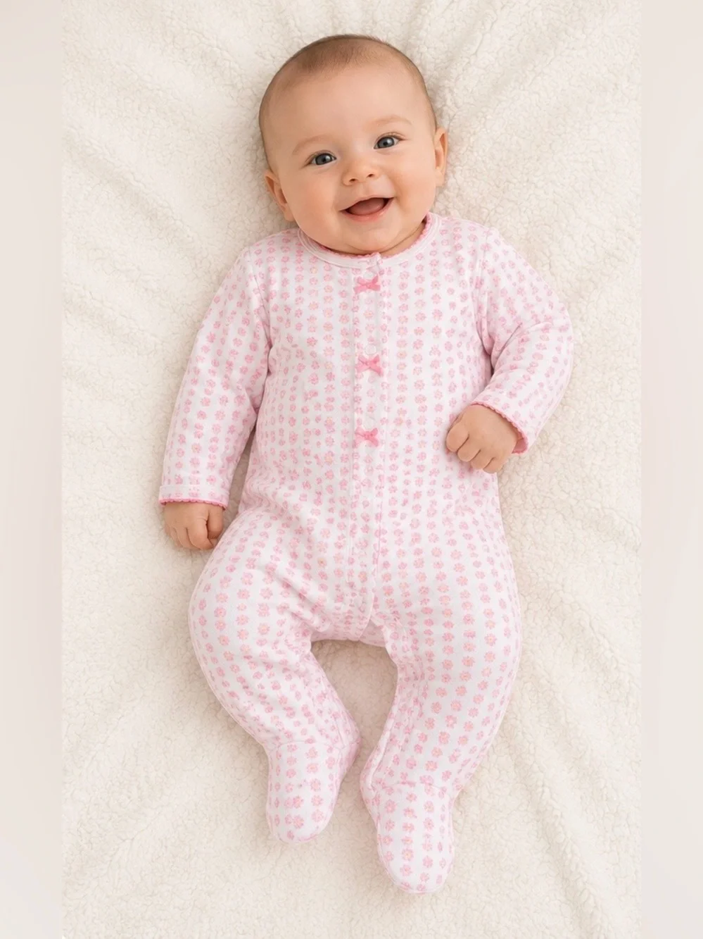 3 MTH Carter's Light Pink Floral Footed One-Piece